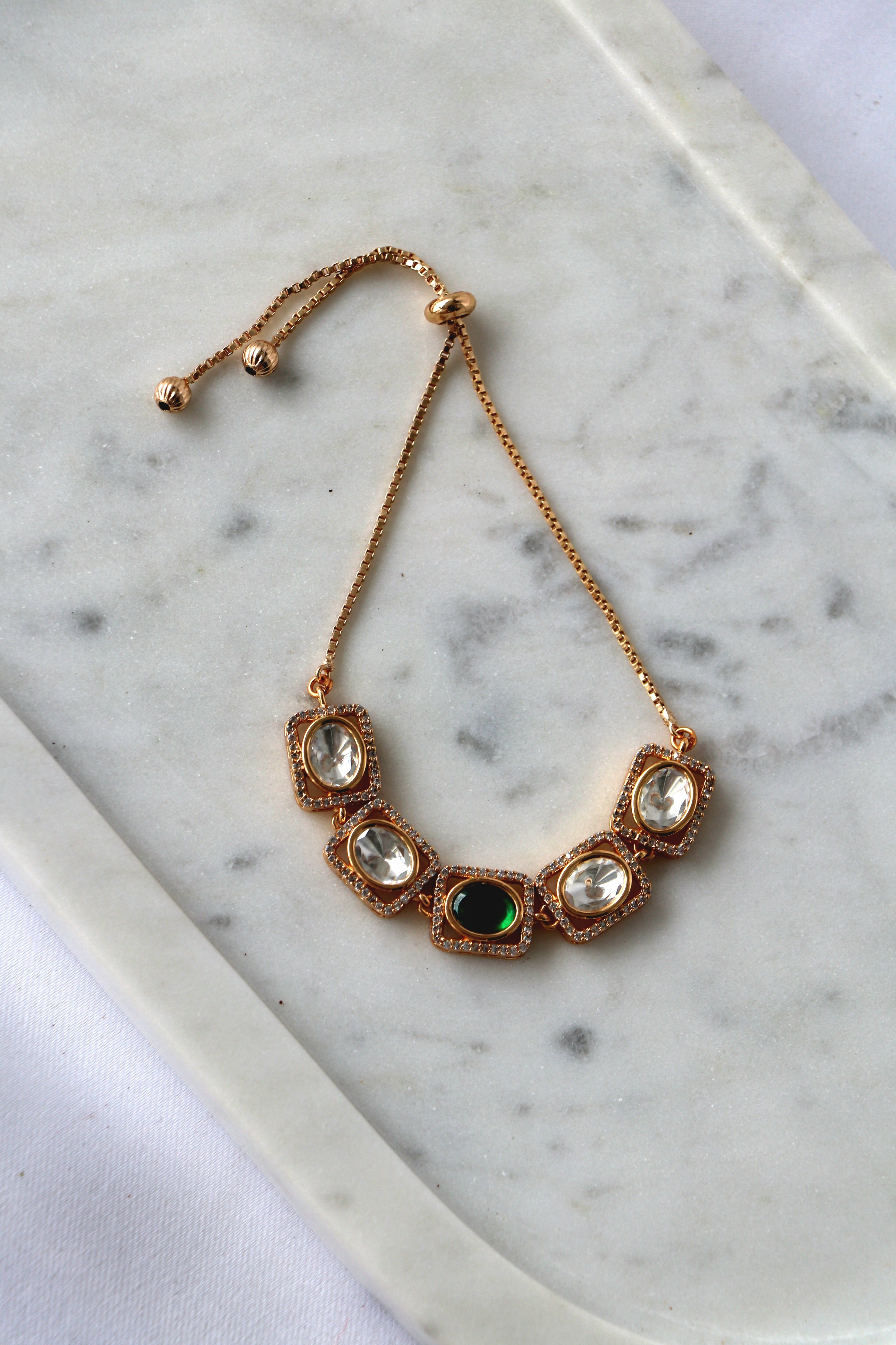 Geometric Kundan Adjustable Bracelet