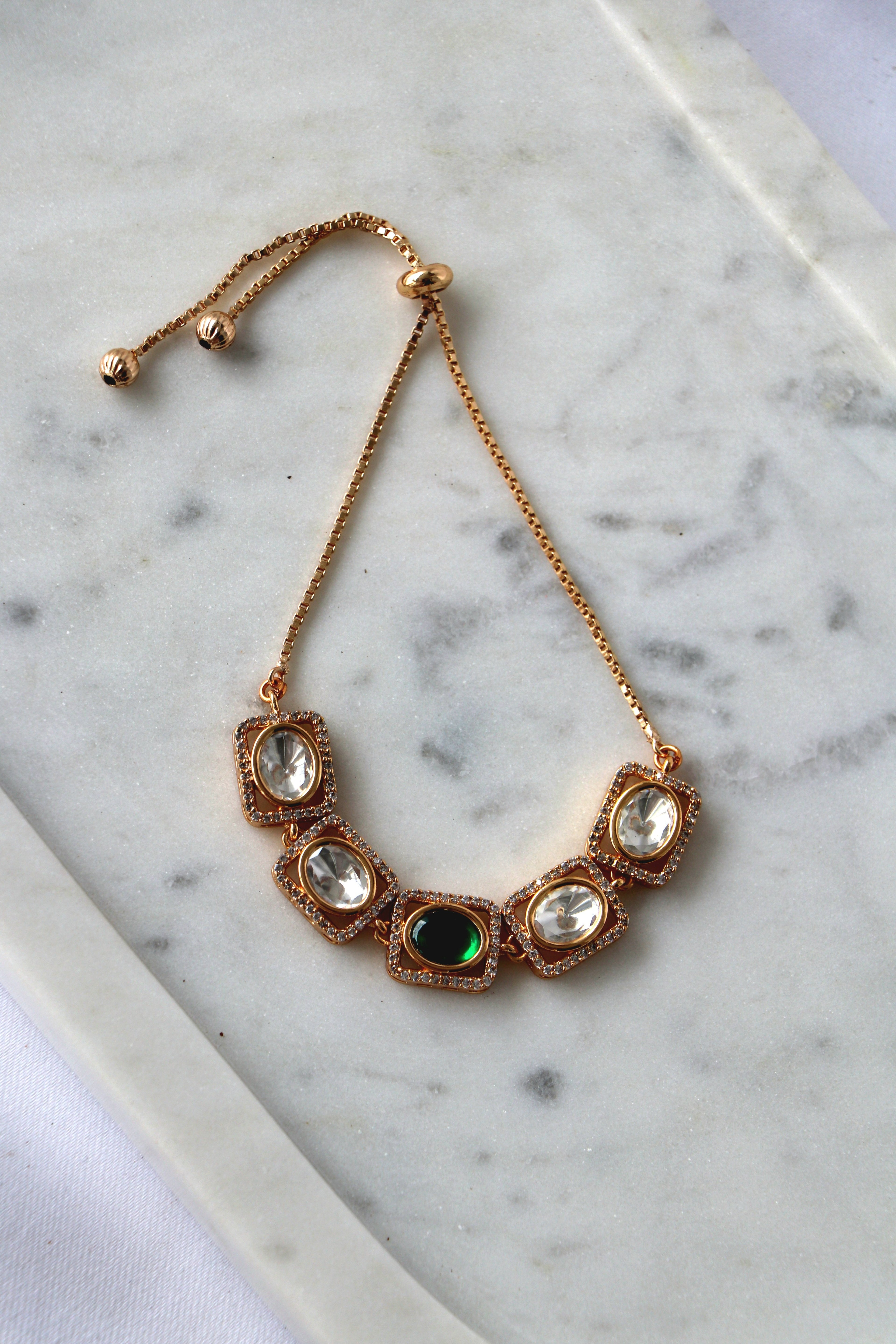 Geometric Kundan Adjustable Bracelet