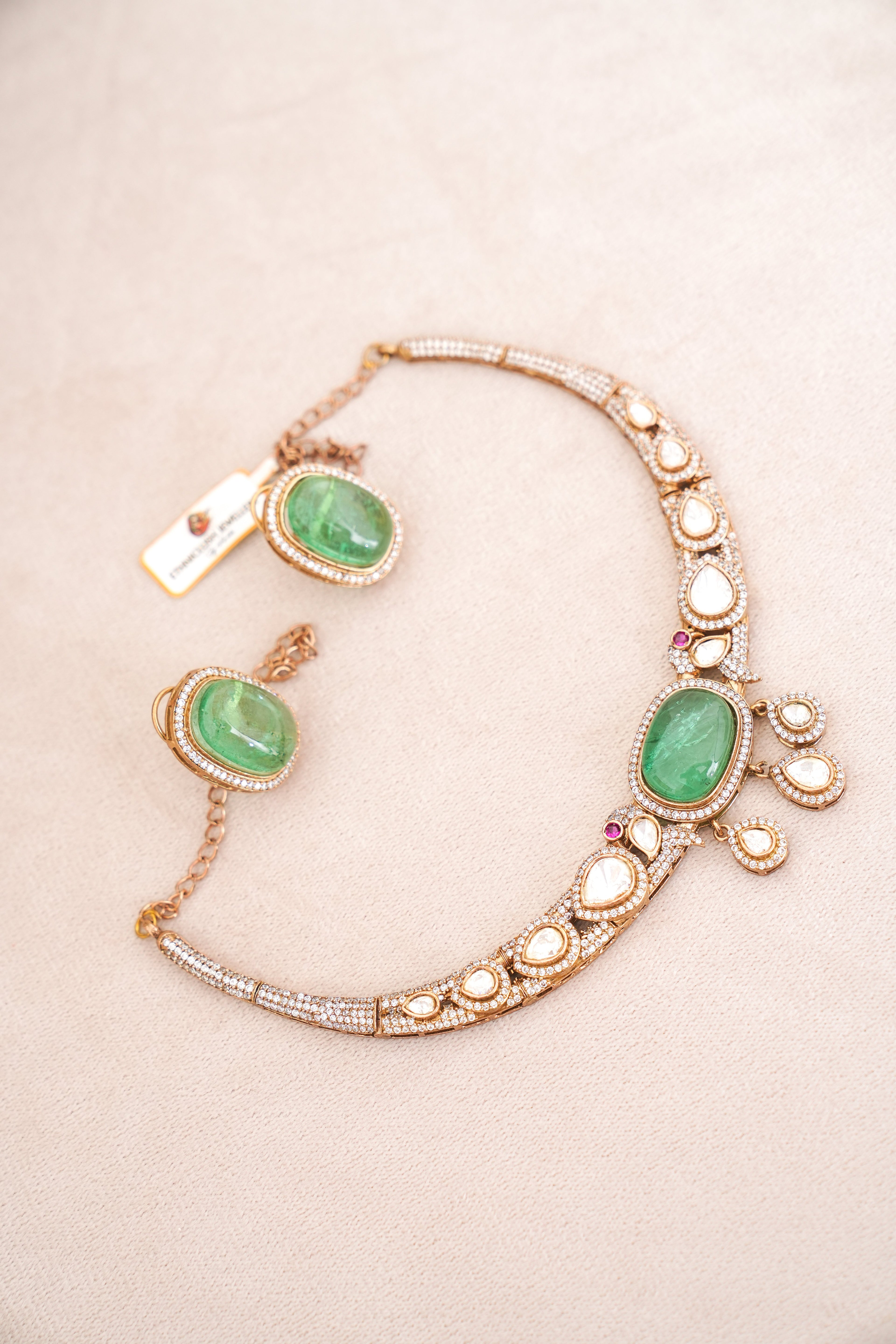 Emerald Cascade Choker  Earring Set