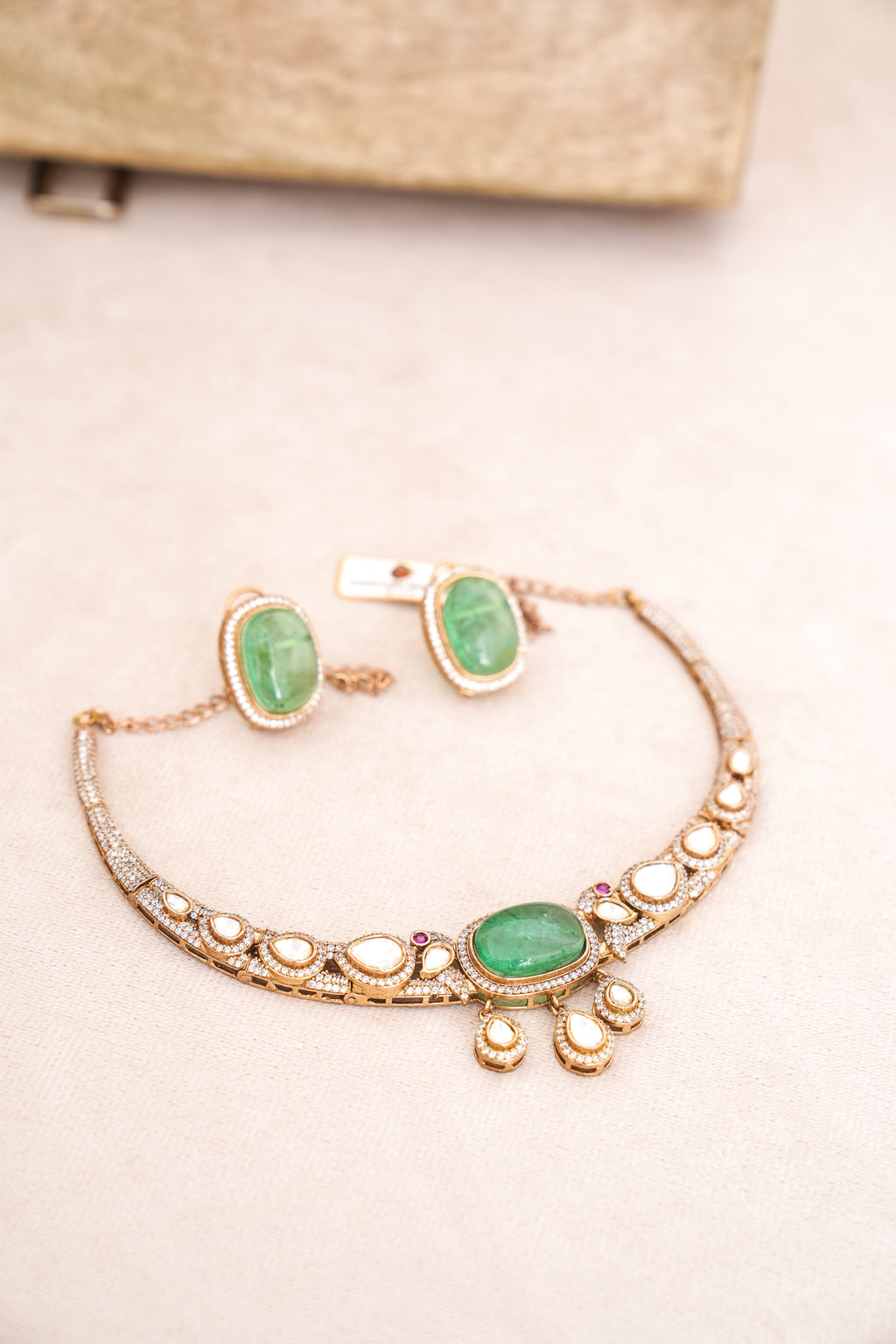 Emerald Cascade Choker  Earring Set