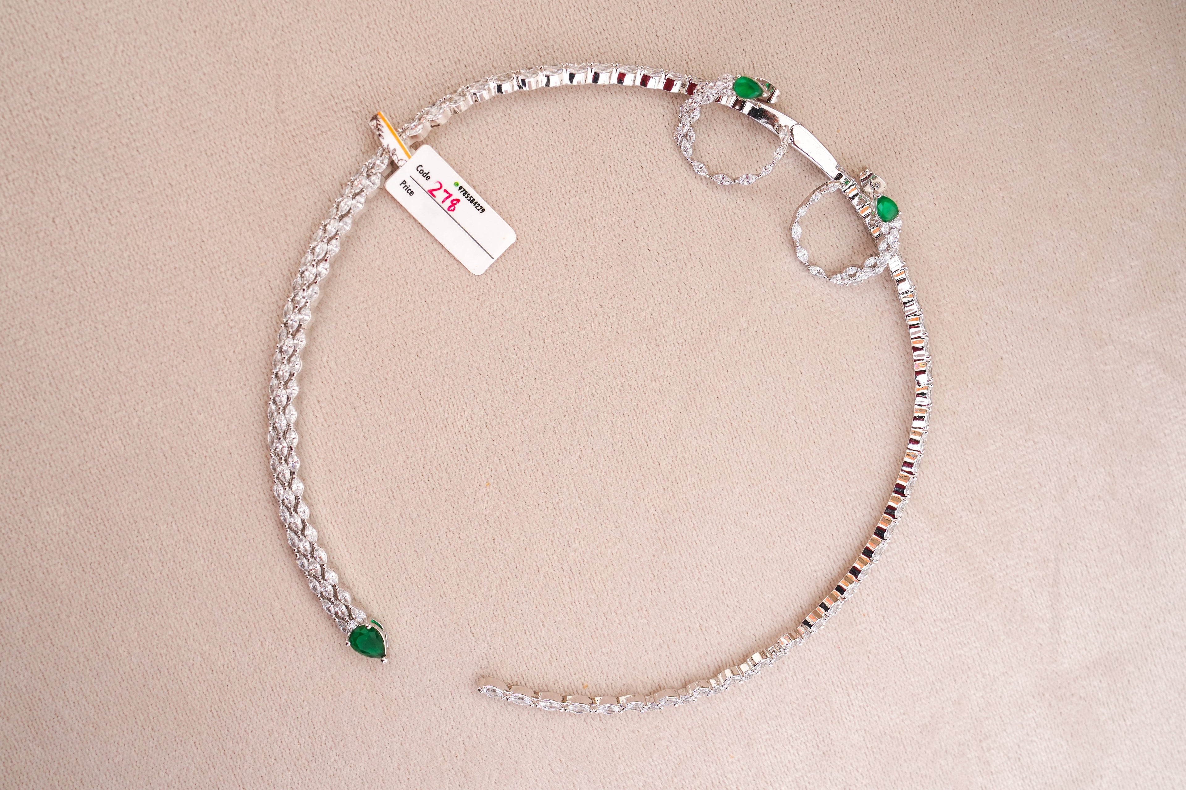 Emerald Cascade Choker  Earring Set 6498