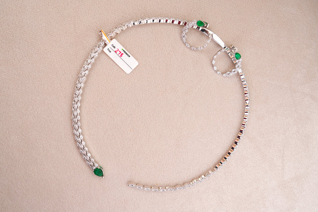 Emerald Cascade Choker  Earring Set 6498