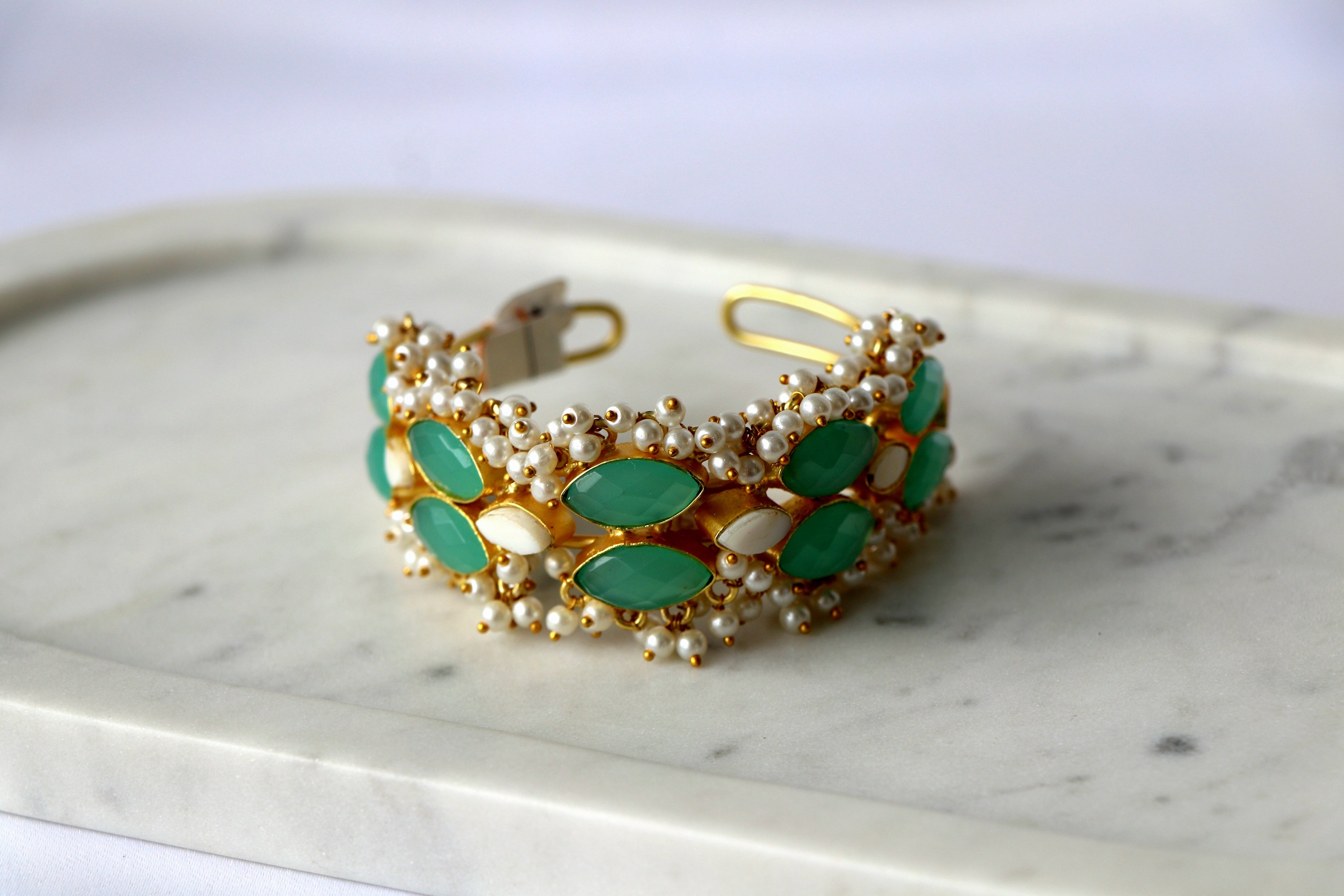 Emerald Cascade Cuff Bracelet