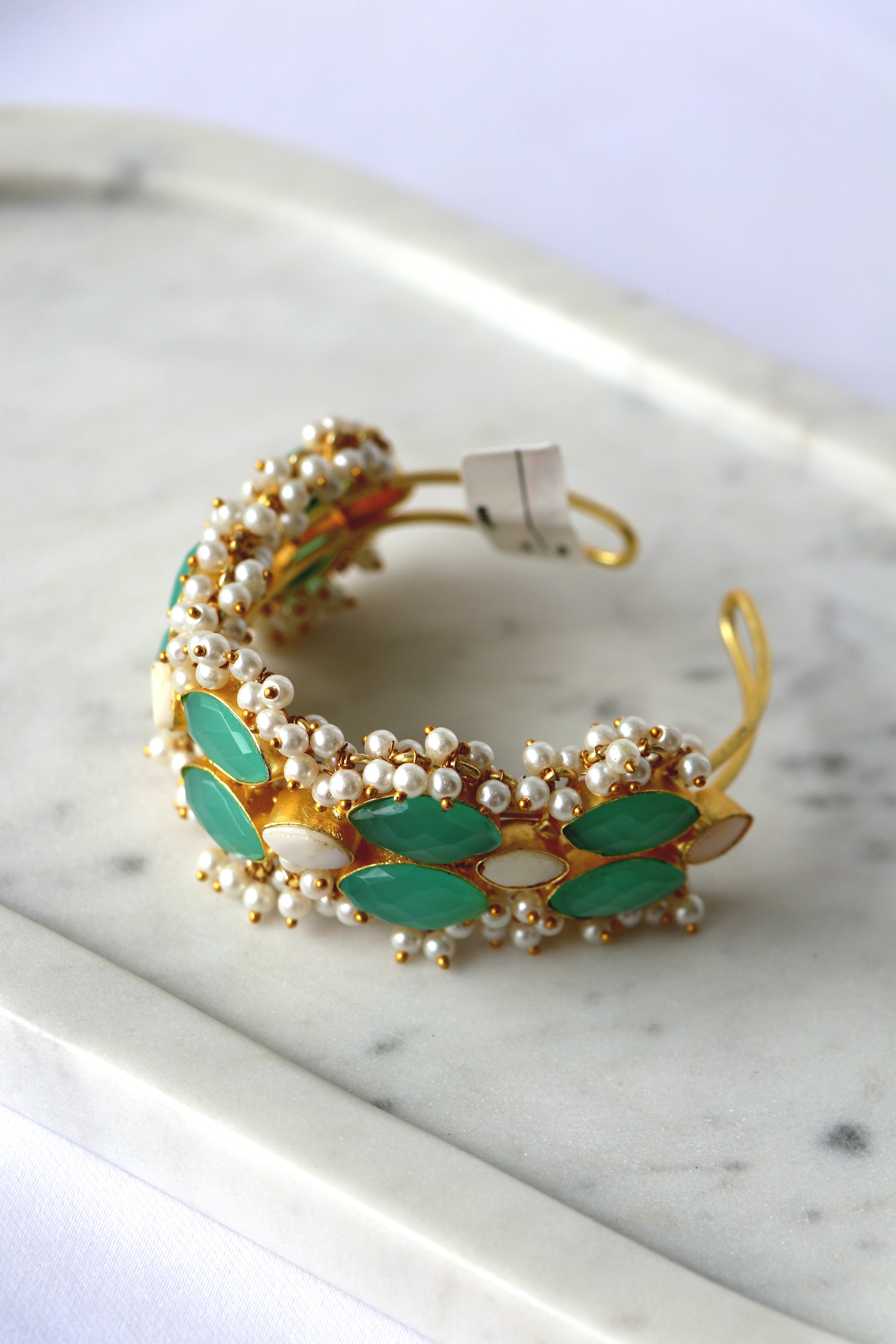 Emerald Cascade Cuff Bracelet