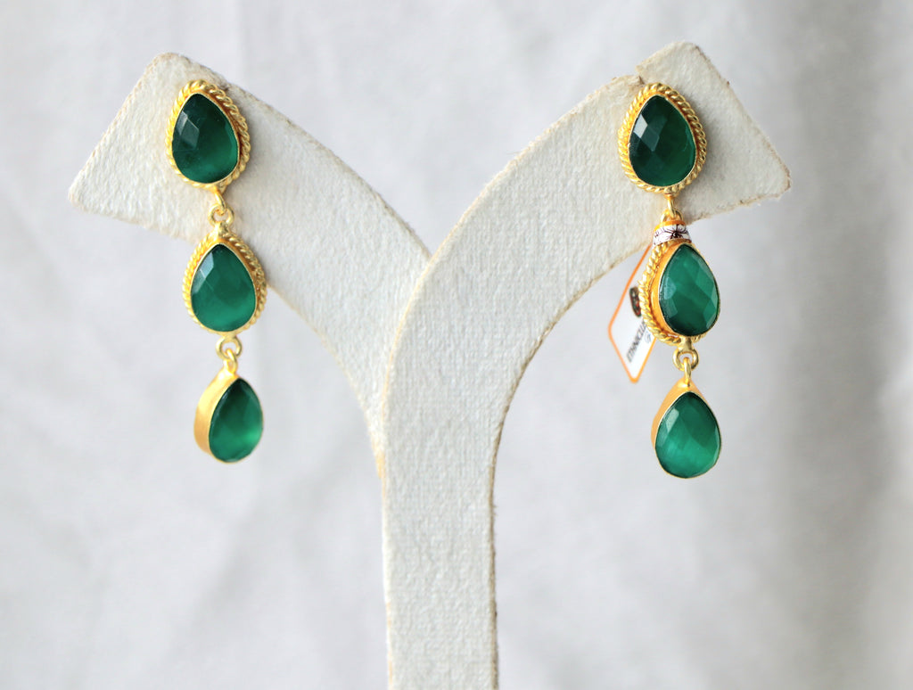 Emerald Cascade Dangle Earrings