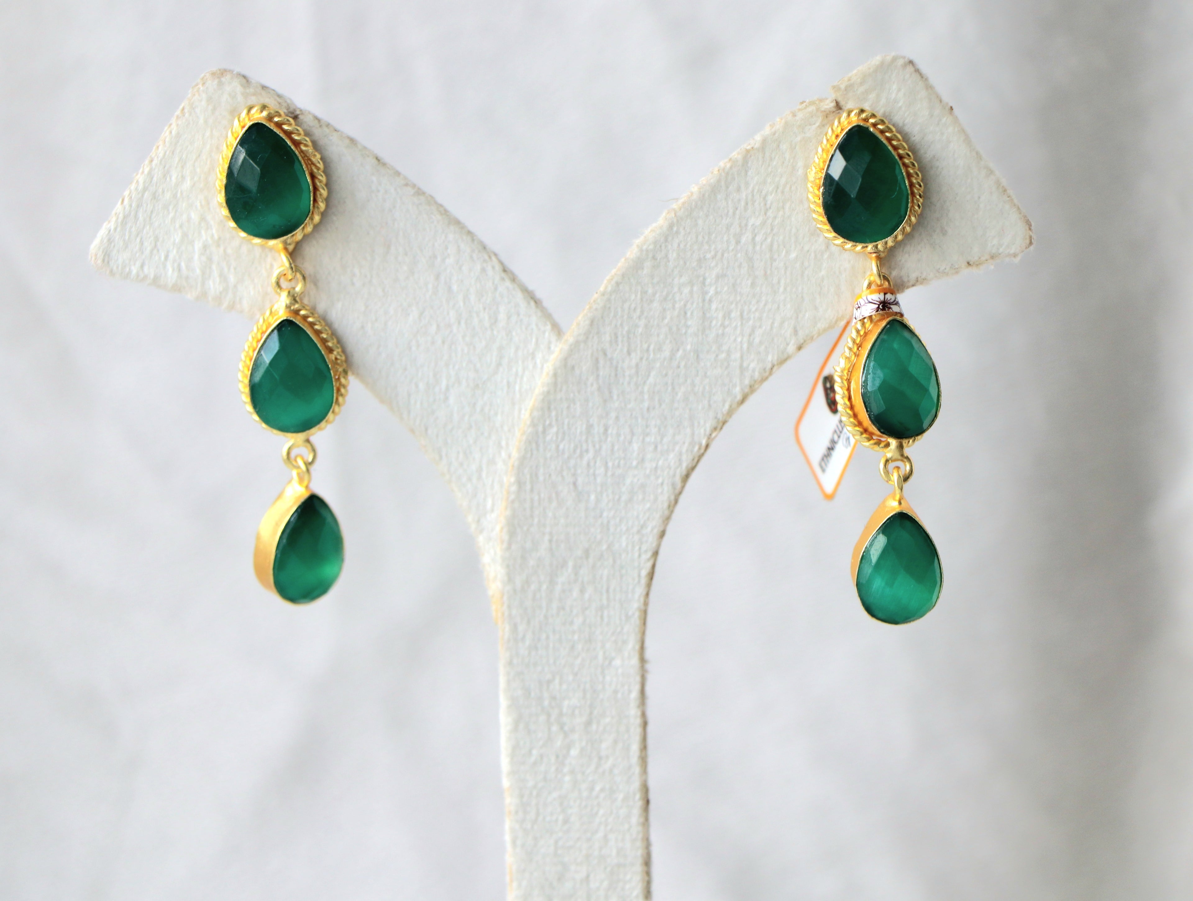 Emerald Cascade Dangle Earrings