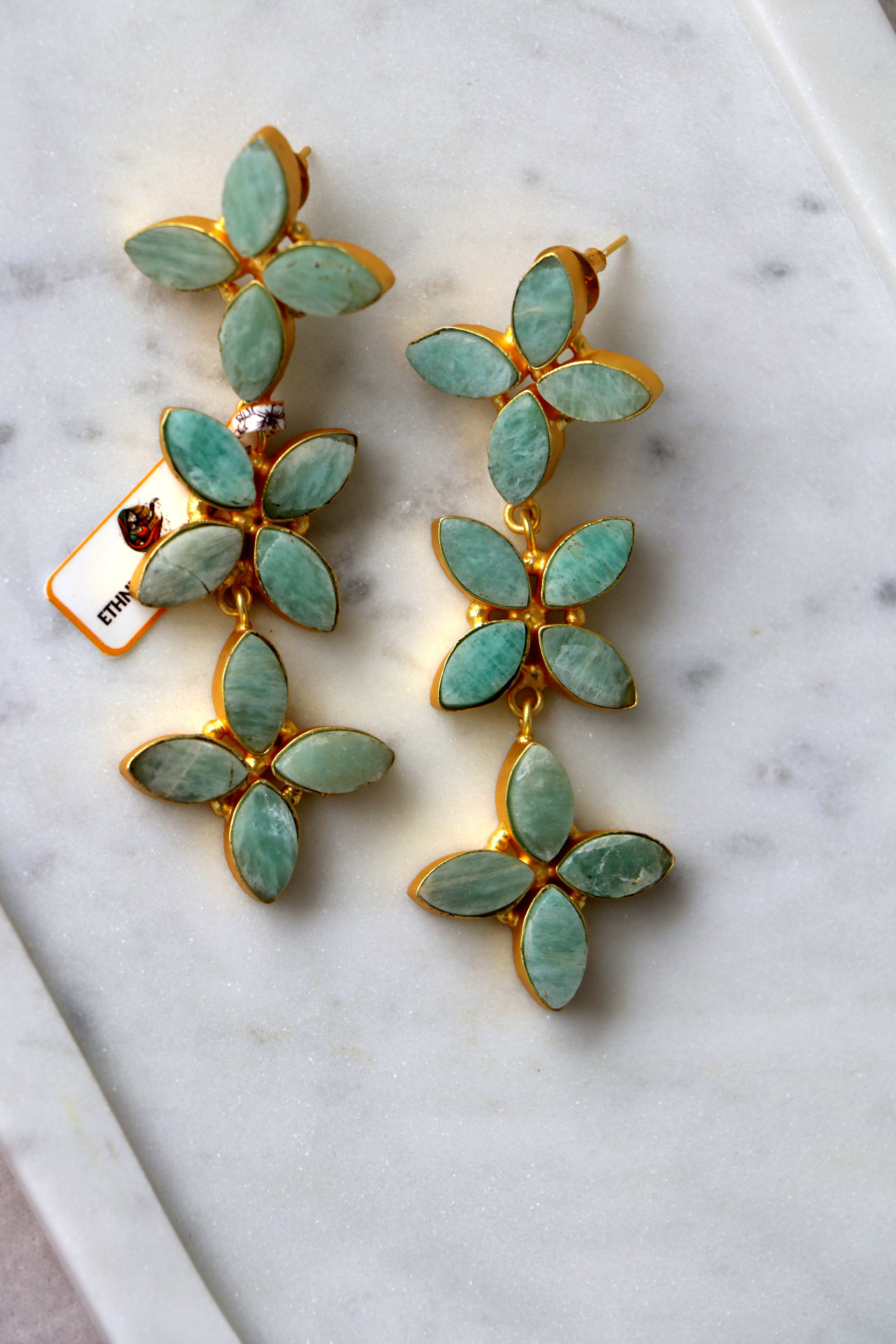 Emerald Cascade Floral Earrings