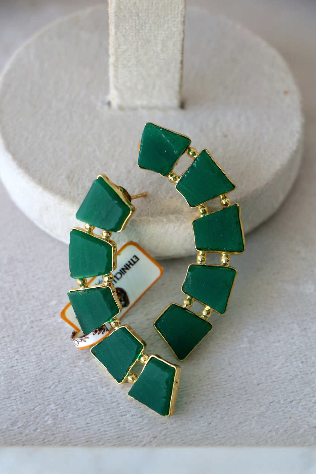 Emerald Cascade Geometric Earrings