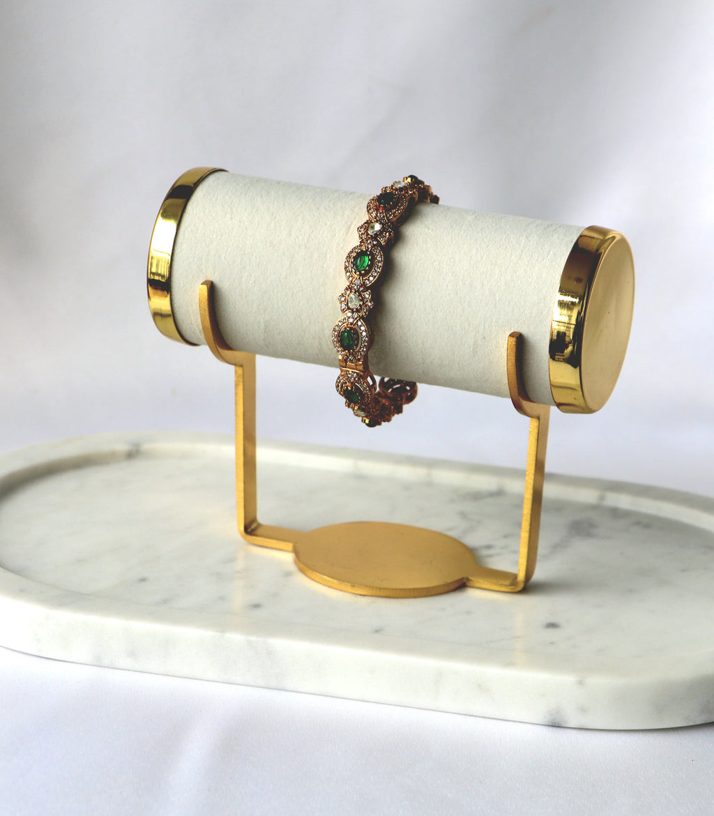 Antique Emerald Halo Kundan Heritage Bangle