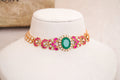 Emerald Crescent Choker  Earring Set