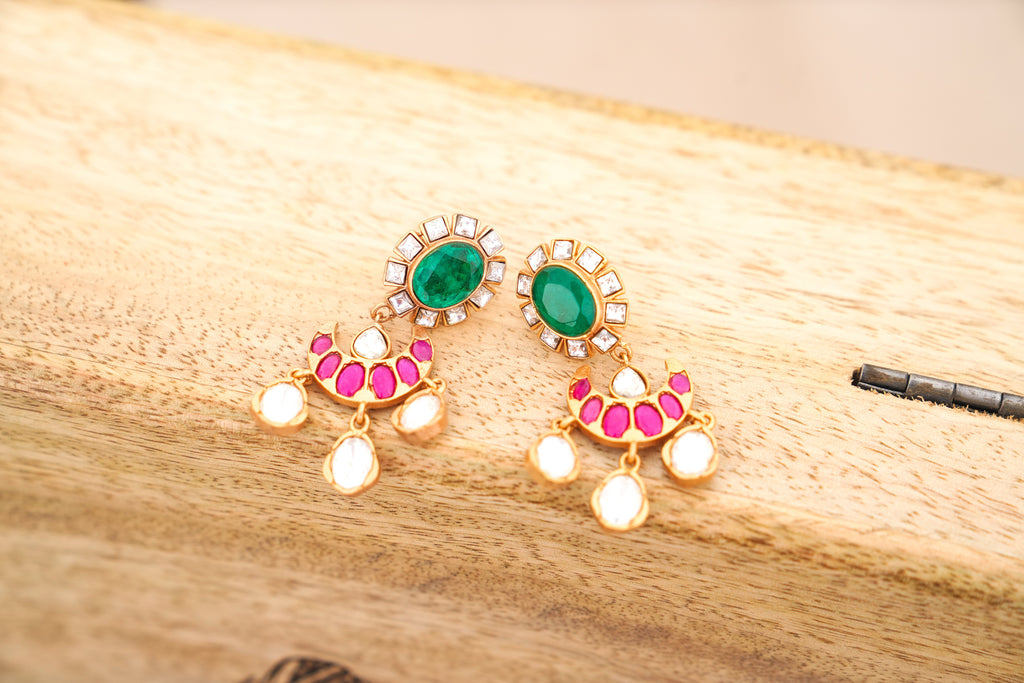 Emerald Crescent Choker  Earring Set