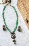 Green onyx strings moonstone Pendant Necklace Set