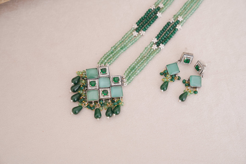 Designer Beaded Statement Necklace Set