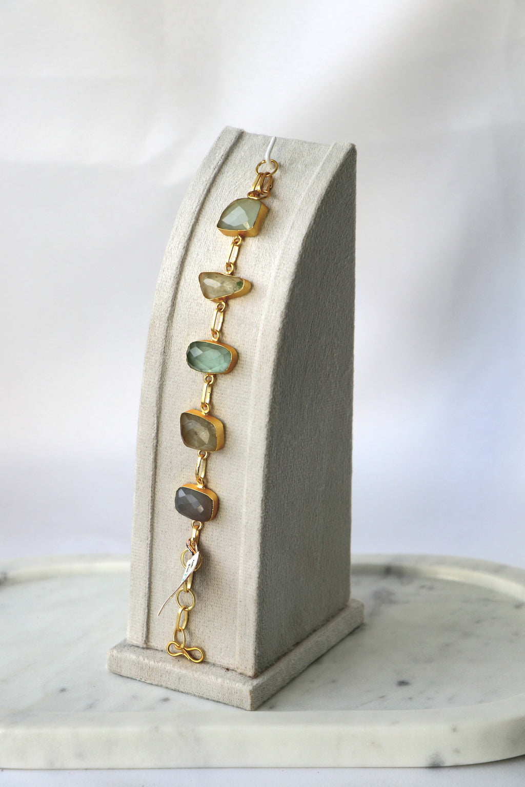 Handcrafted Natural Gemstone Link Bracelet – Gold Plated | Multi-Stone Collection