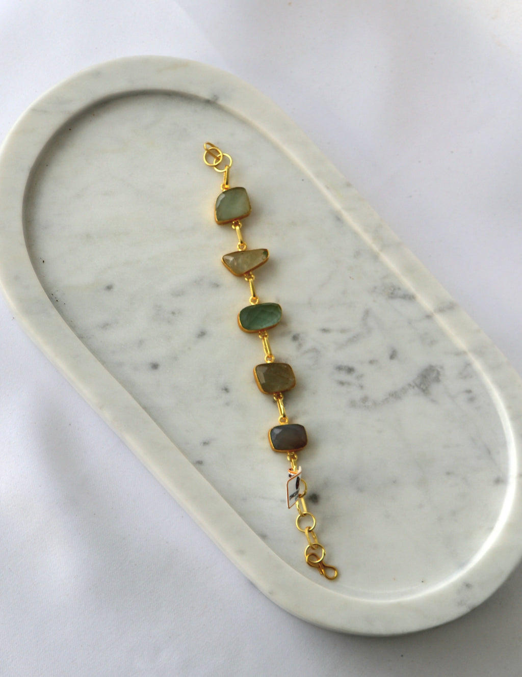 Handcrafted Natural Gemstone Link Bracelet – Gold Plated | Multi-Stone Collection