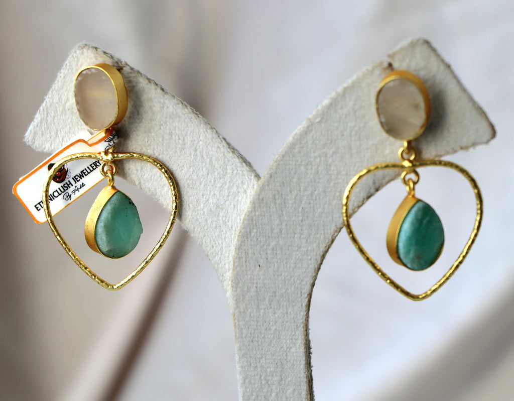 Emerald Heart Drop Earrings
