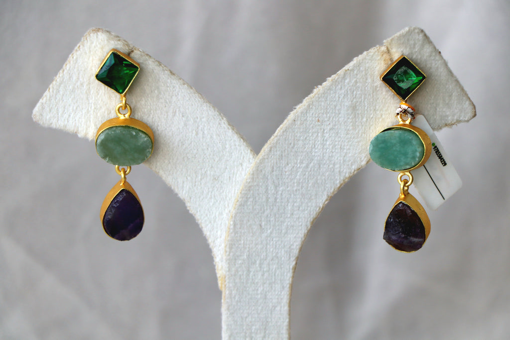 Jade Amethyst Cascade Earrings