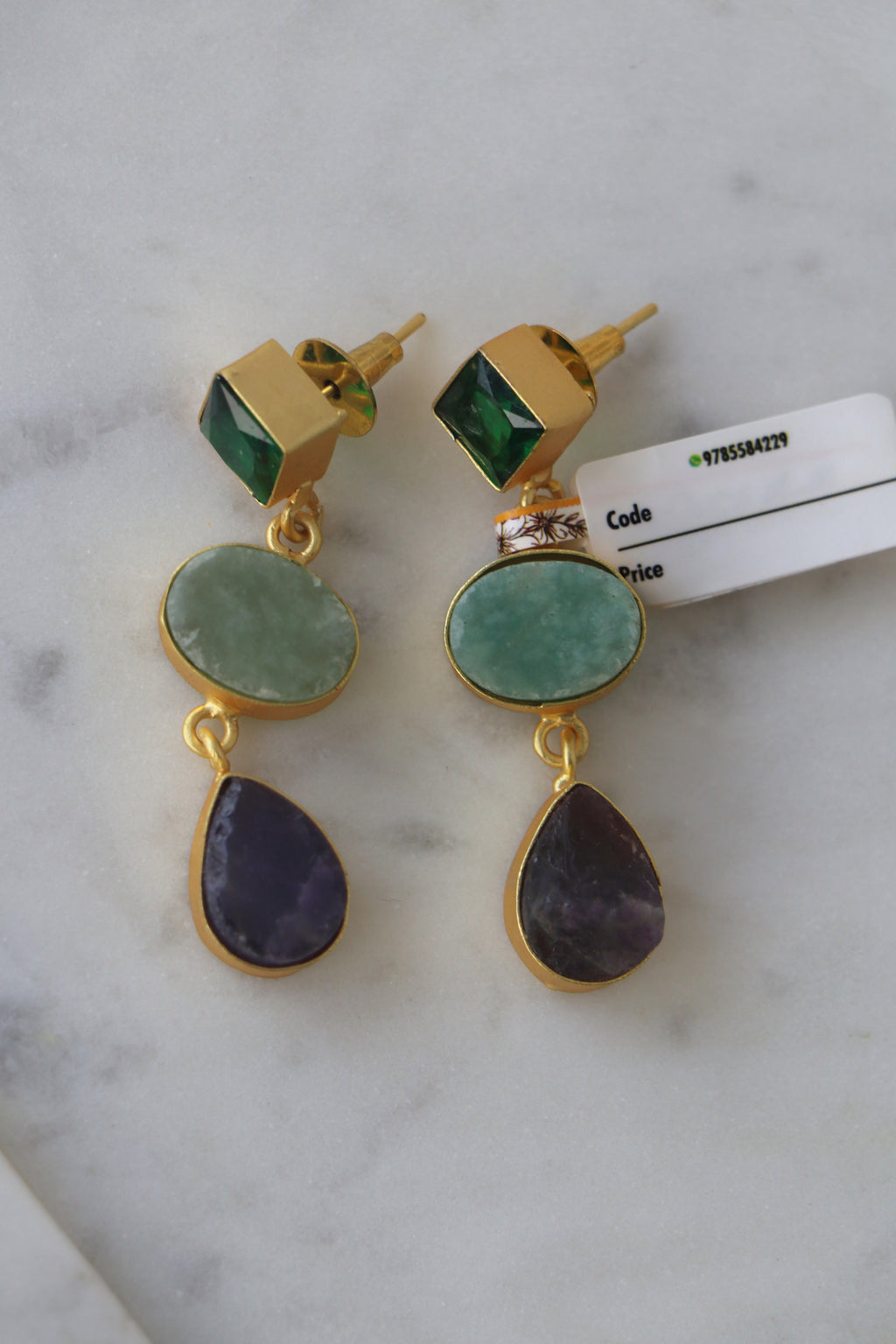 Jade Amethyst Cascade Earrings