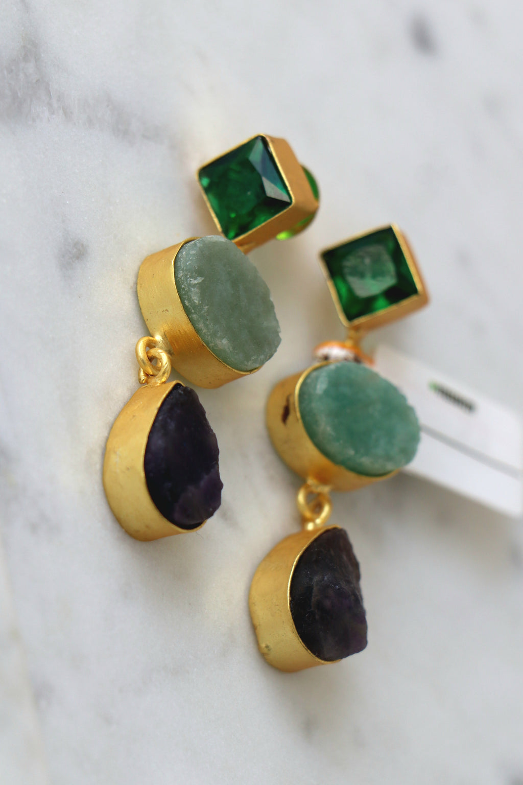 Jade Amethyst Cascade Earrings