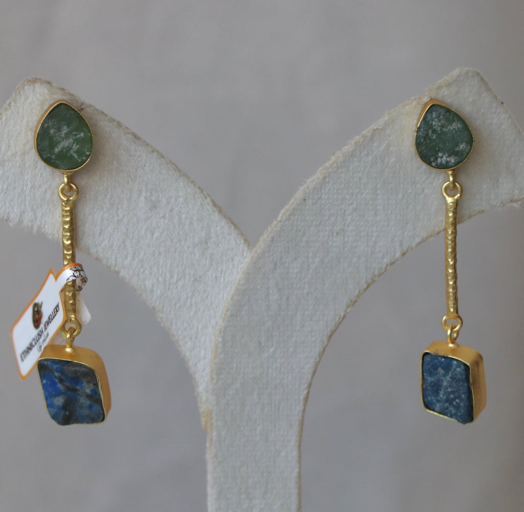 Aventurine Lapis Celestial Dangle Earrings