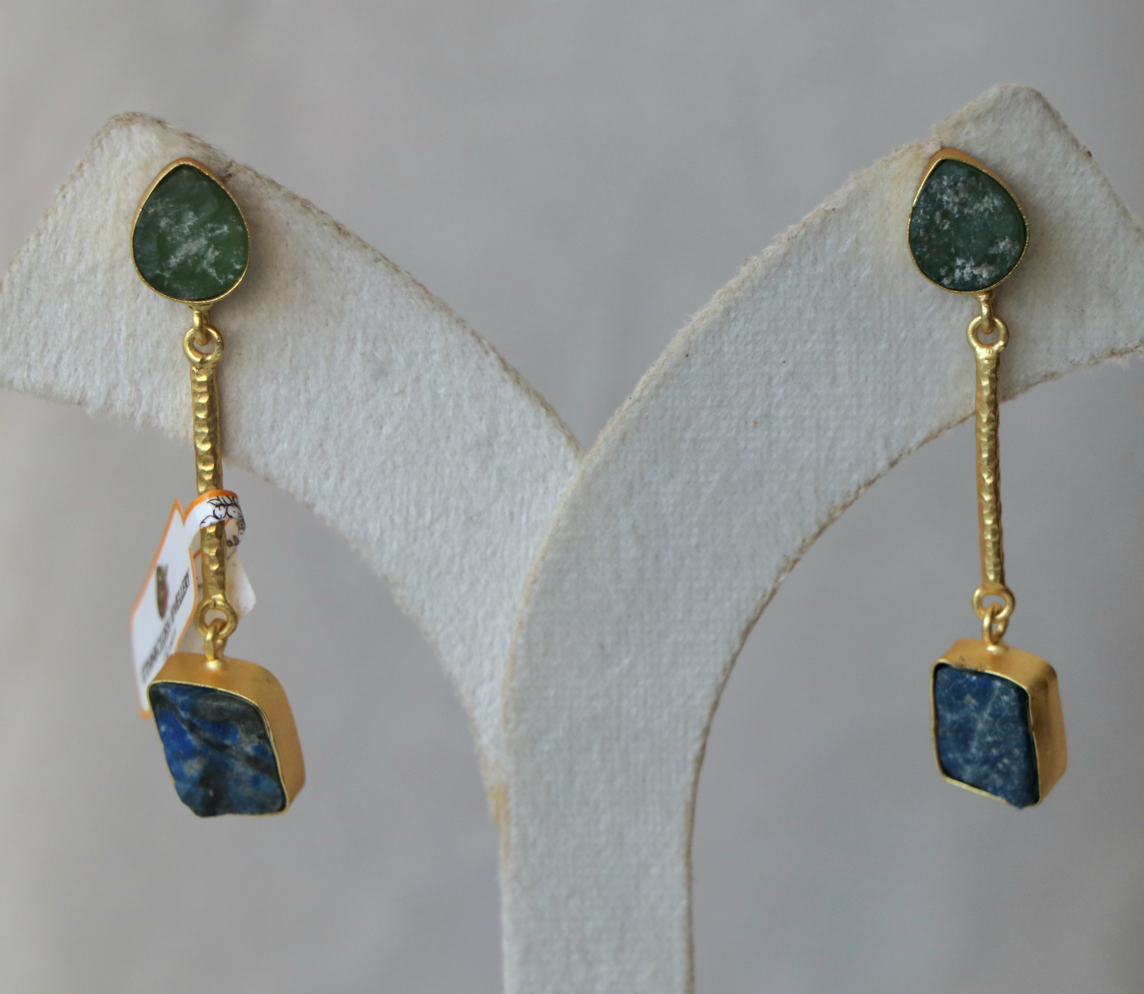 Aventurine Lapis Celestial Dangle Earrings