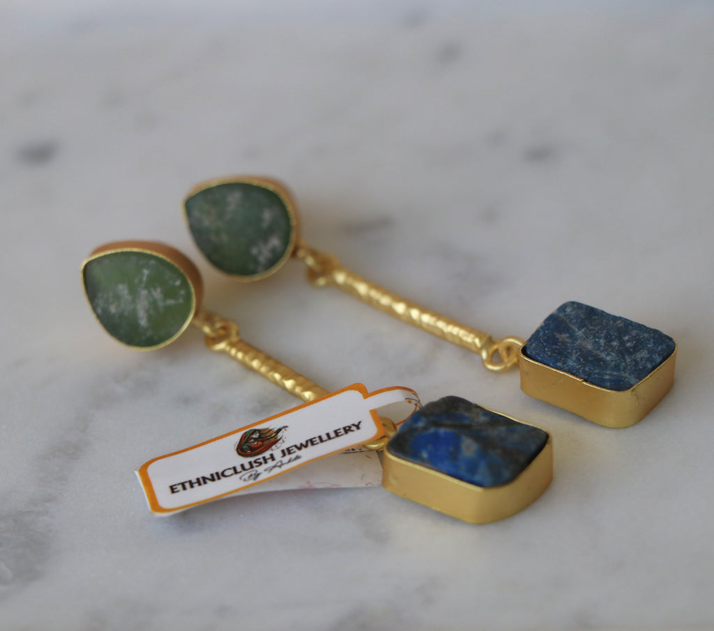 Aventurine Lapis Celestial Dangle Earrings