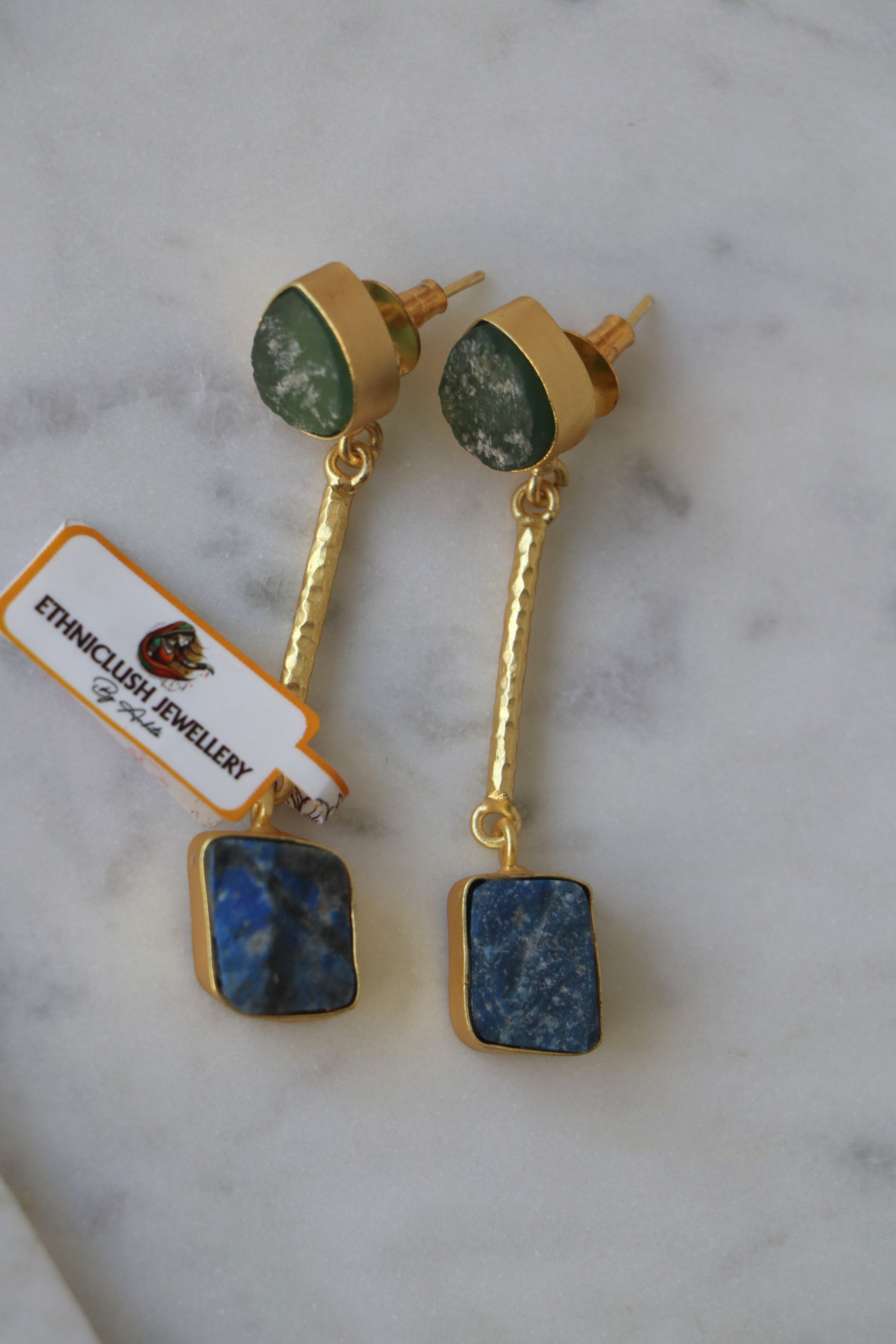 Aventurine Lapis Celestial Dangle Earrings