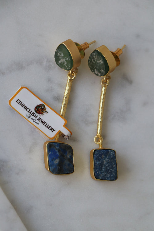 Aventurine Lapis Celestial Dangle Earrings