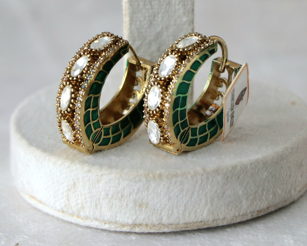 Emerald Lattice Hoop Earrings