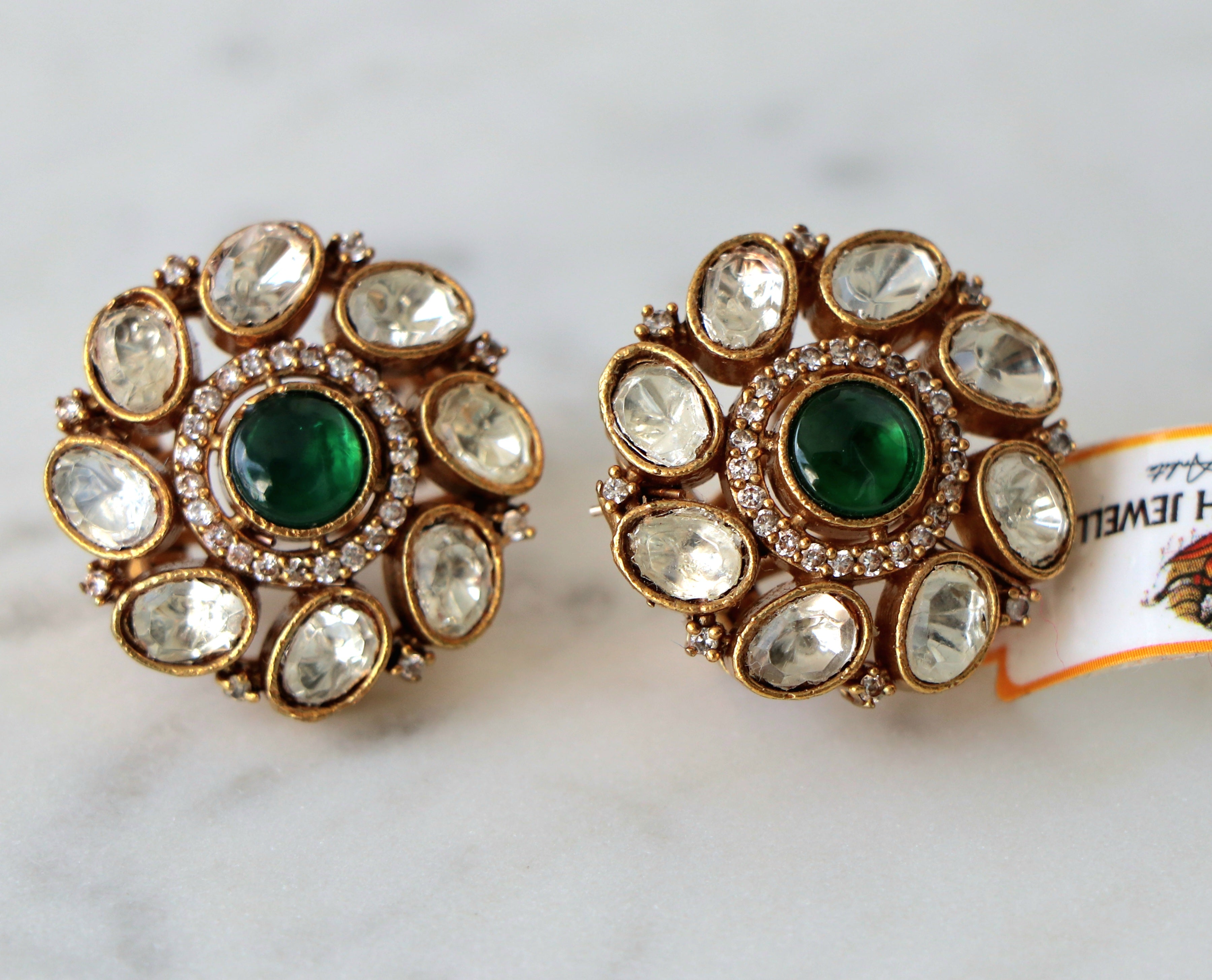 Emerald Lotus Blossom Earrings