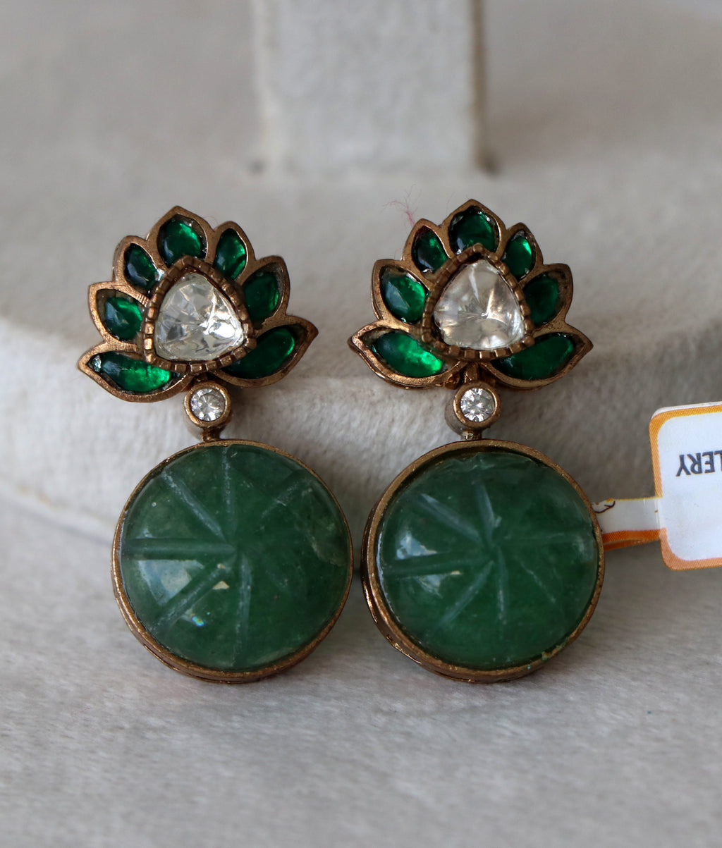 Carved Lotus Statement Earrings