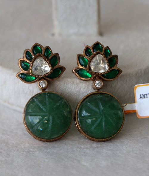 Carved Lotus Statement Earrings