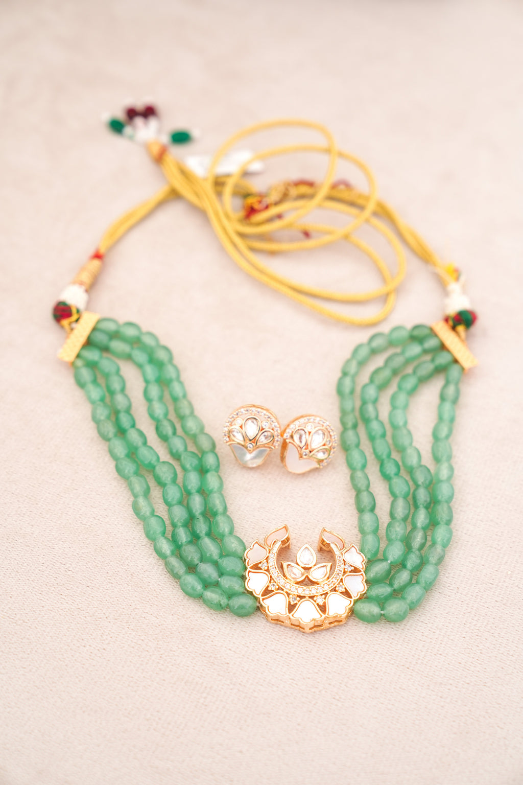 Emerald Moon Lotus Necklace Set