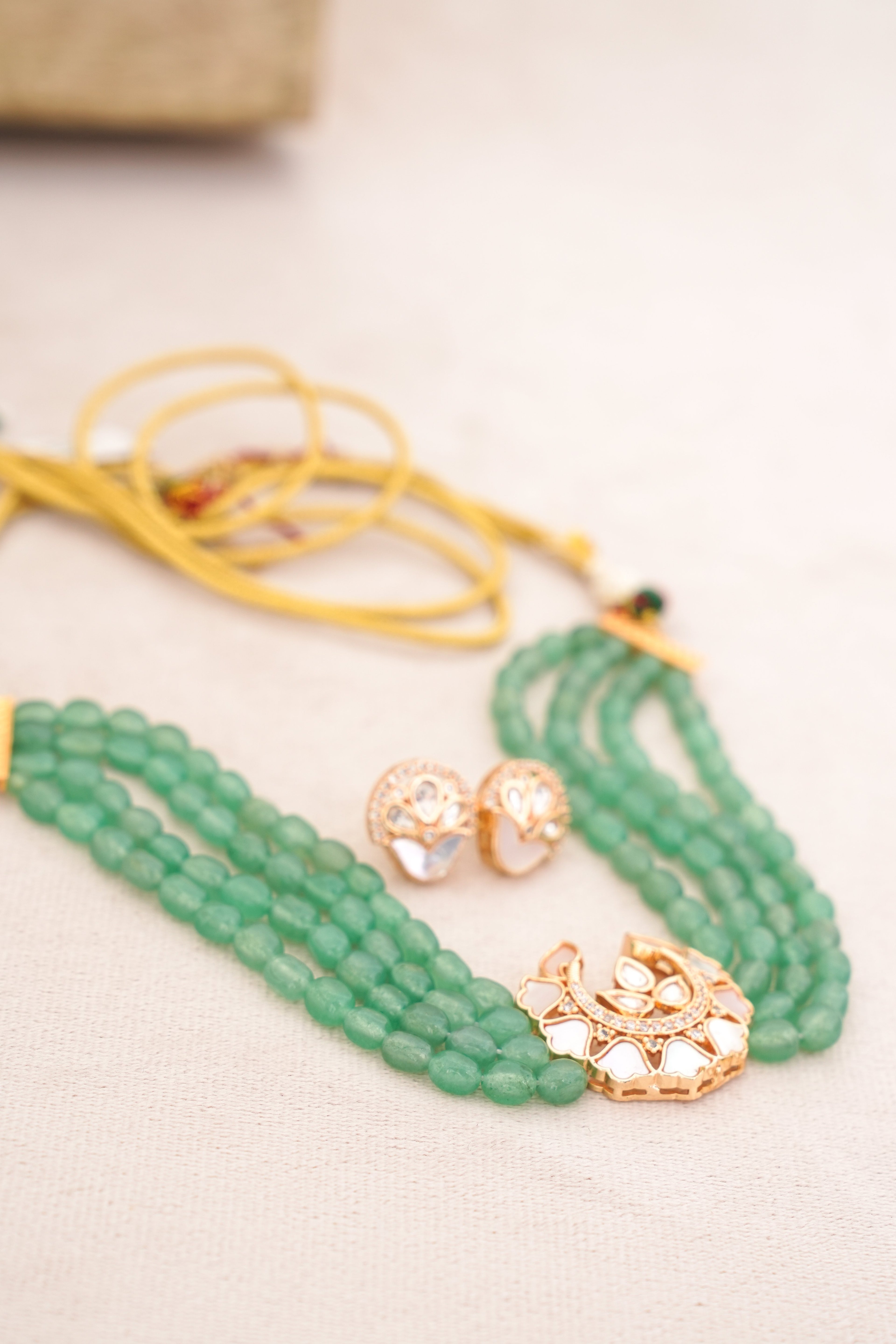 Emerald Moon Lotus Necklace Set