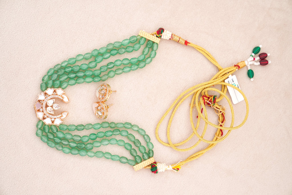 Emerald Moon Lotus Necklace Set