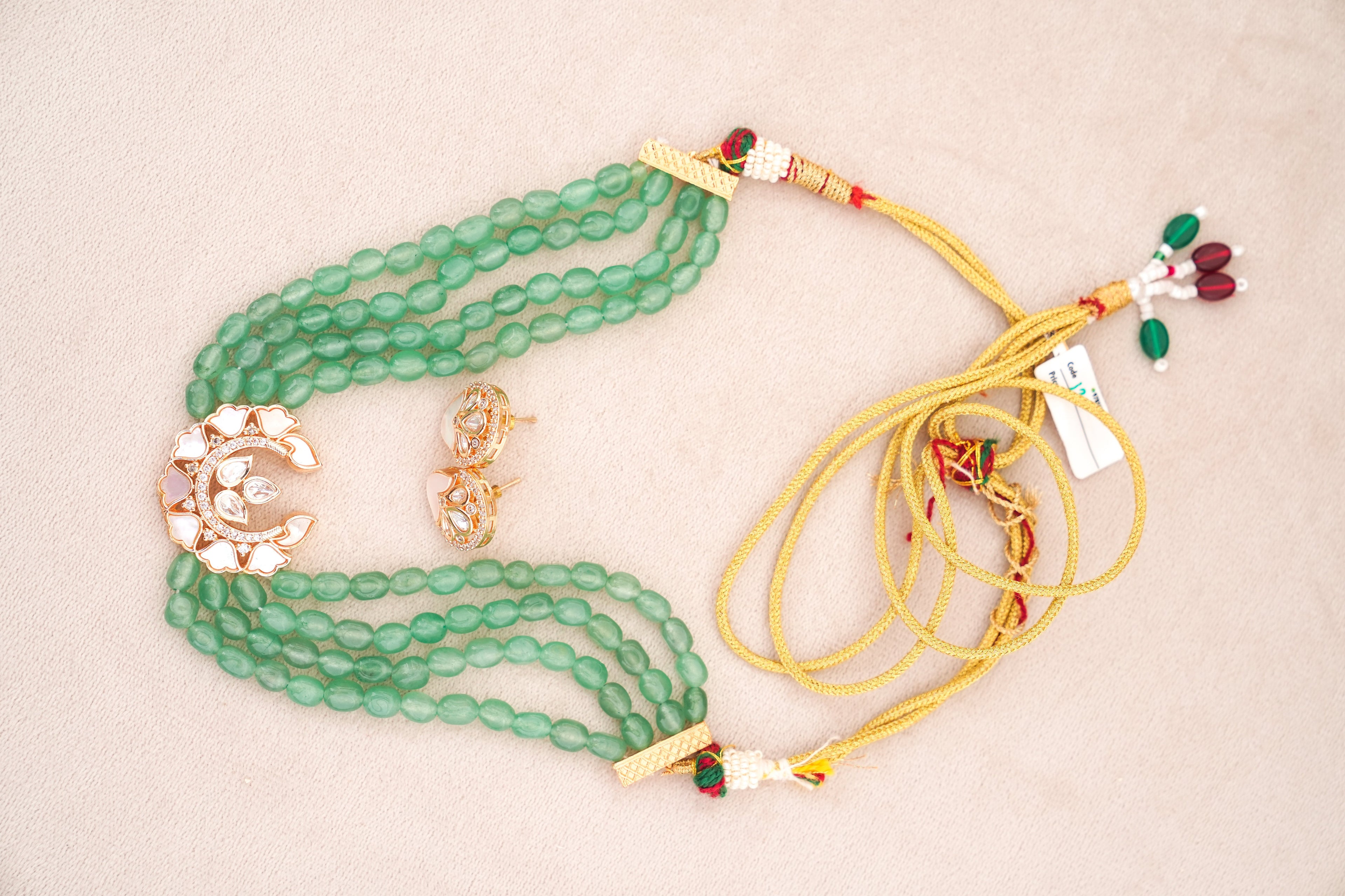 Emerald Moon Lotus Necklace Set