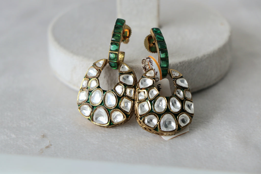 Emerald Peacock Statement Earrings