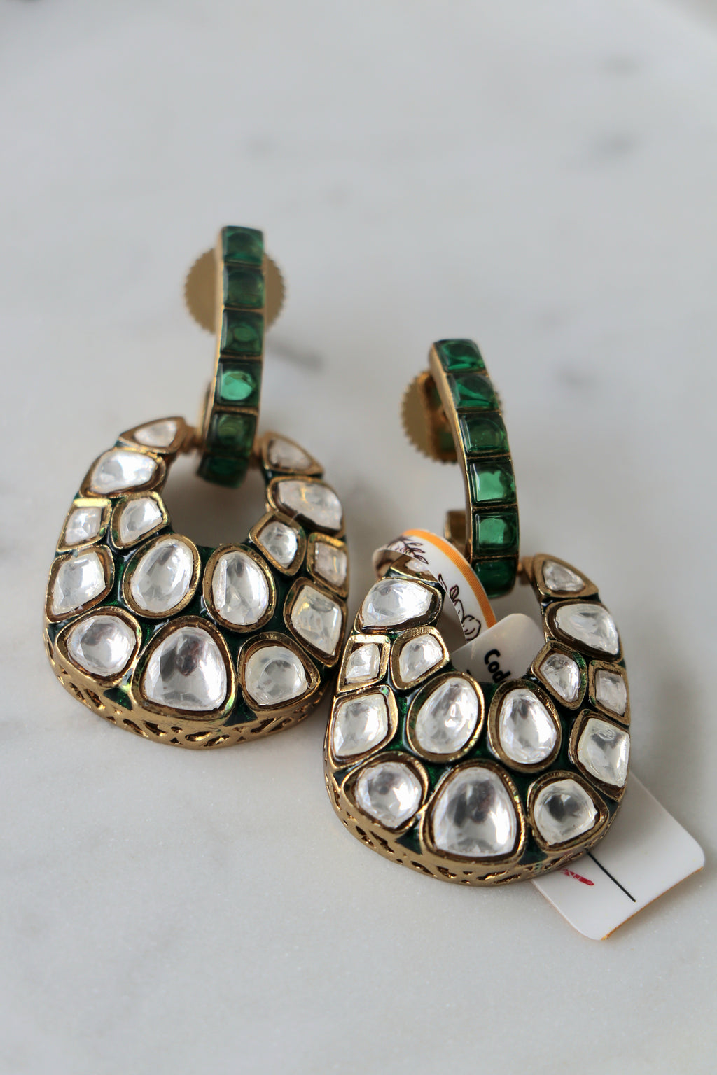 Emerald Peacock Statement Earrings