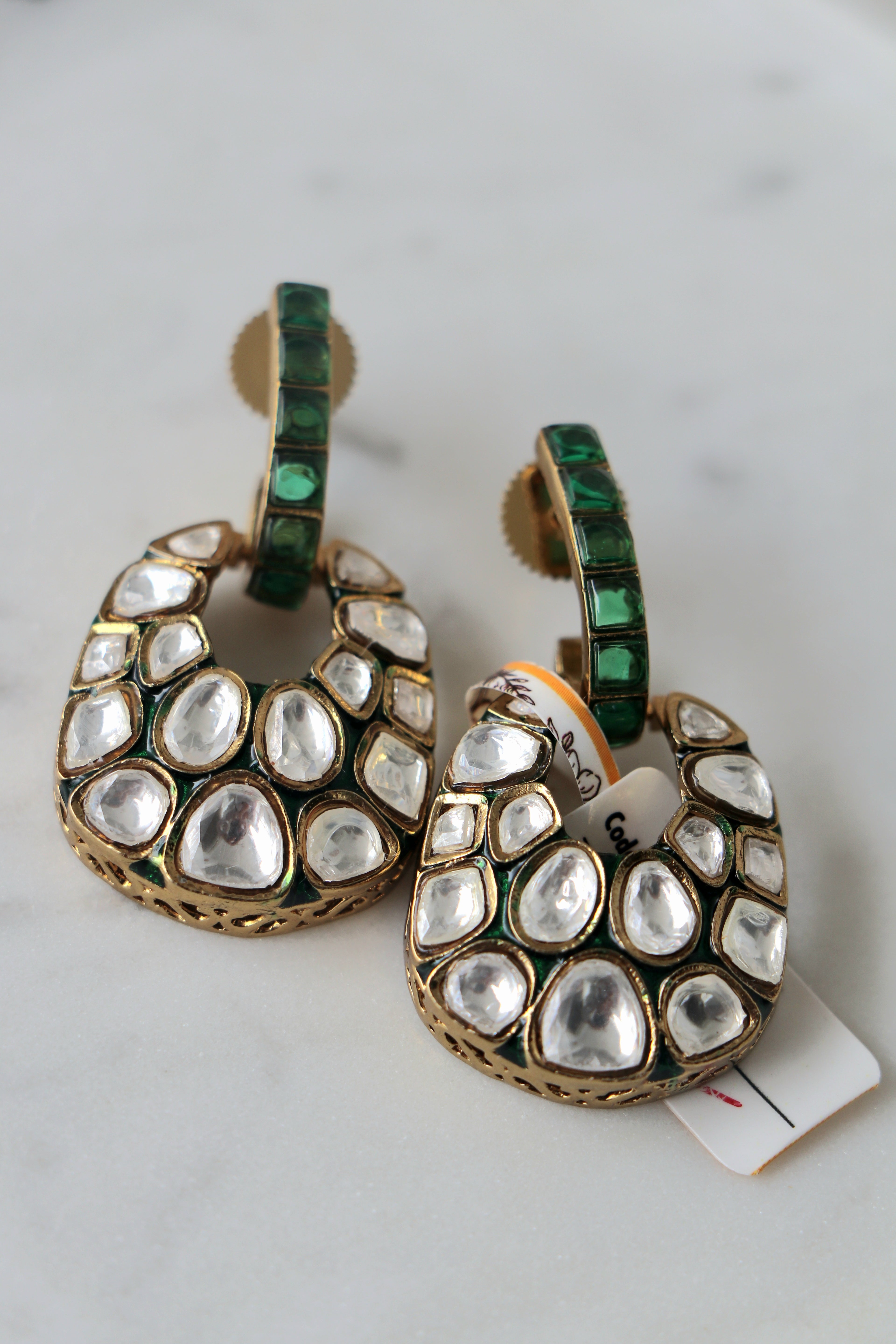 Emerald Peacock Statement Earrings