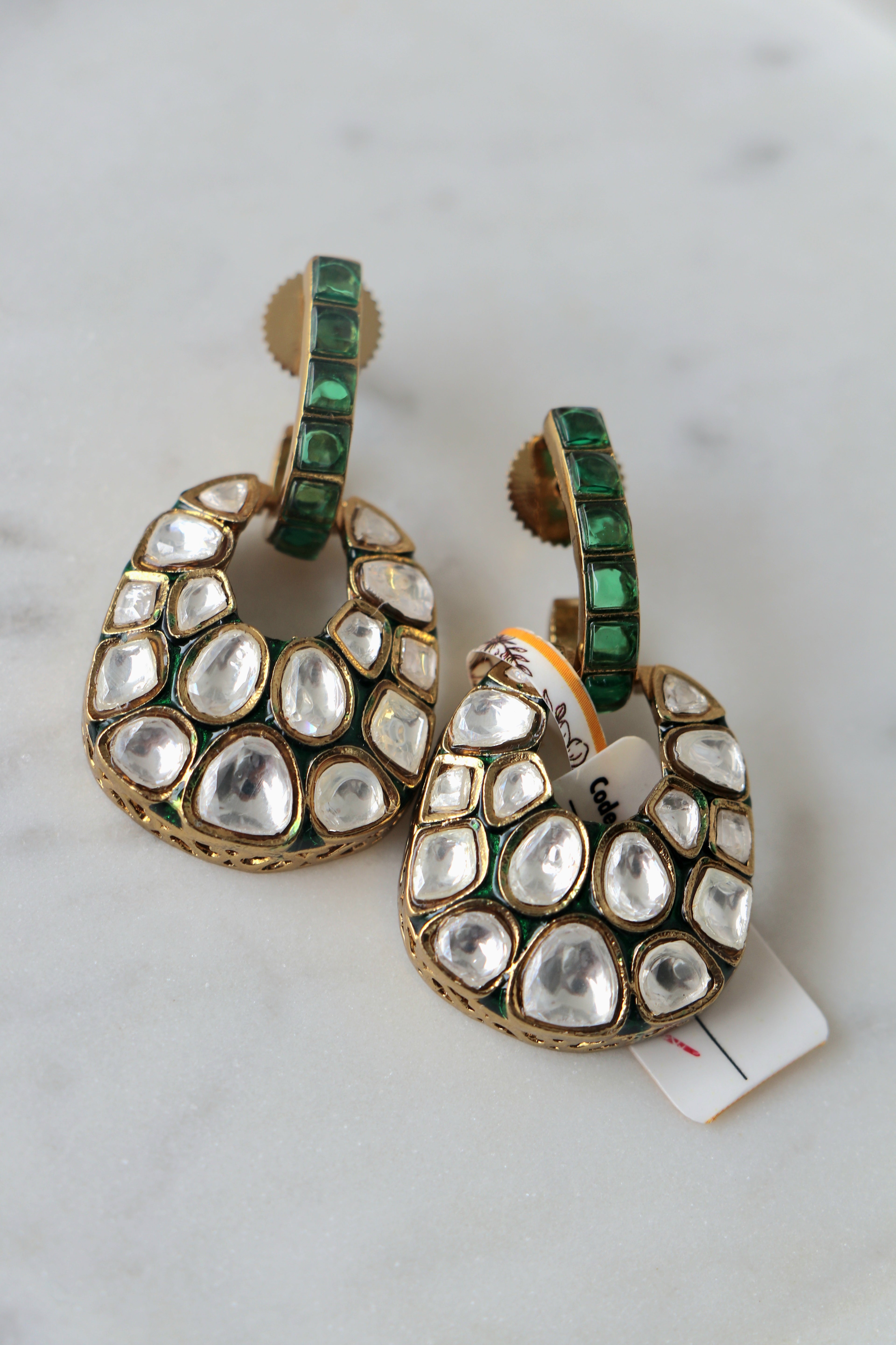 Emerald Peacock Statement Earrings