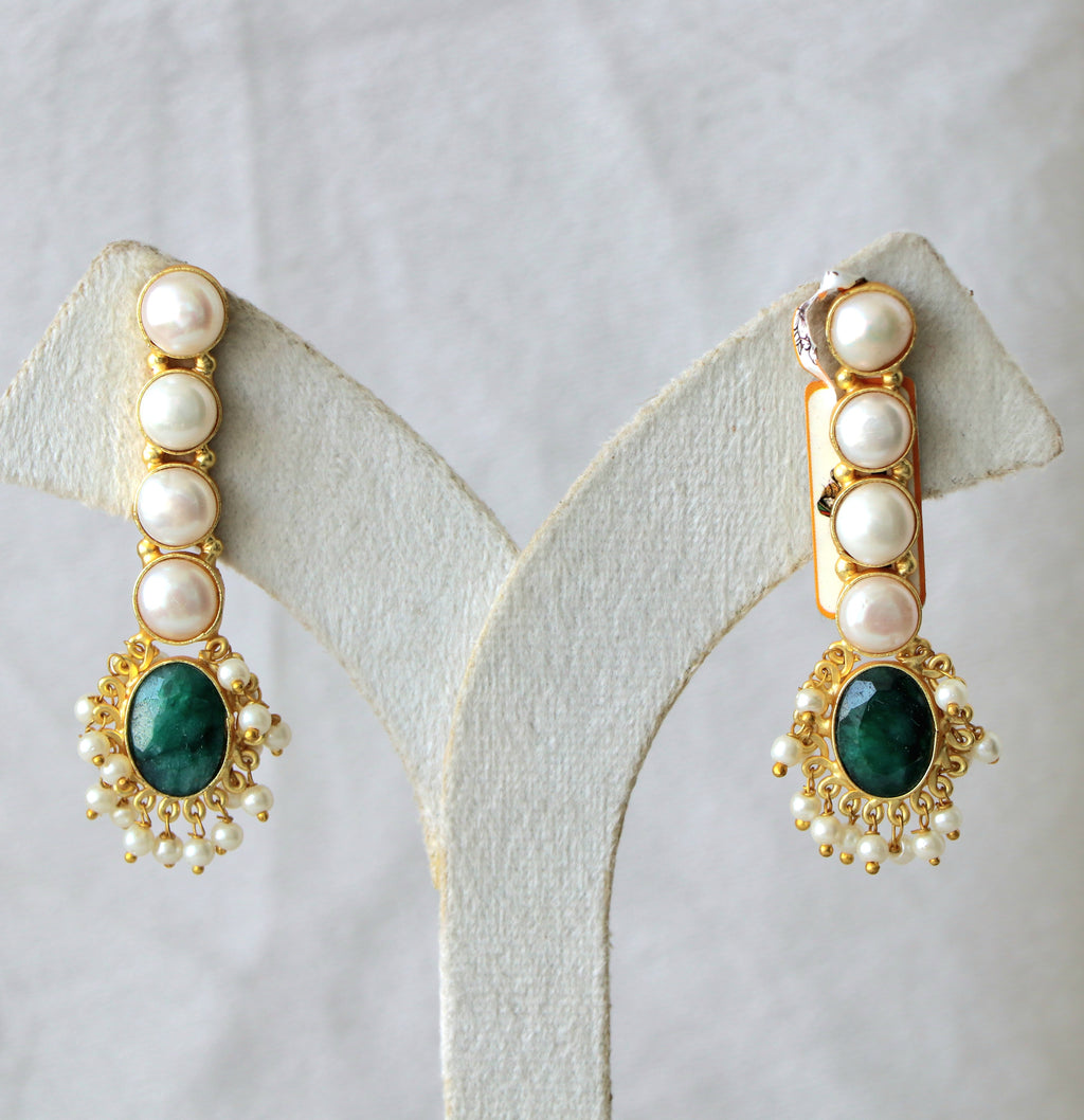 Pearl Cascade Stone Earrings