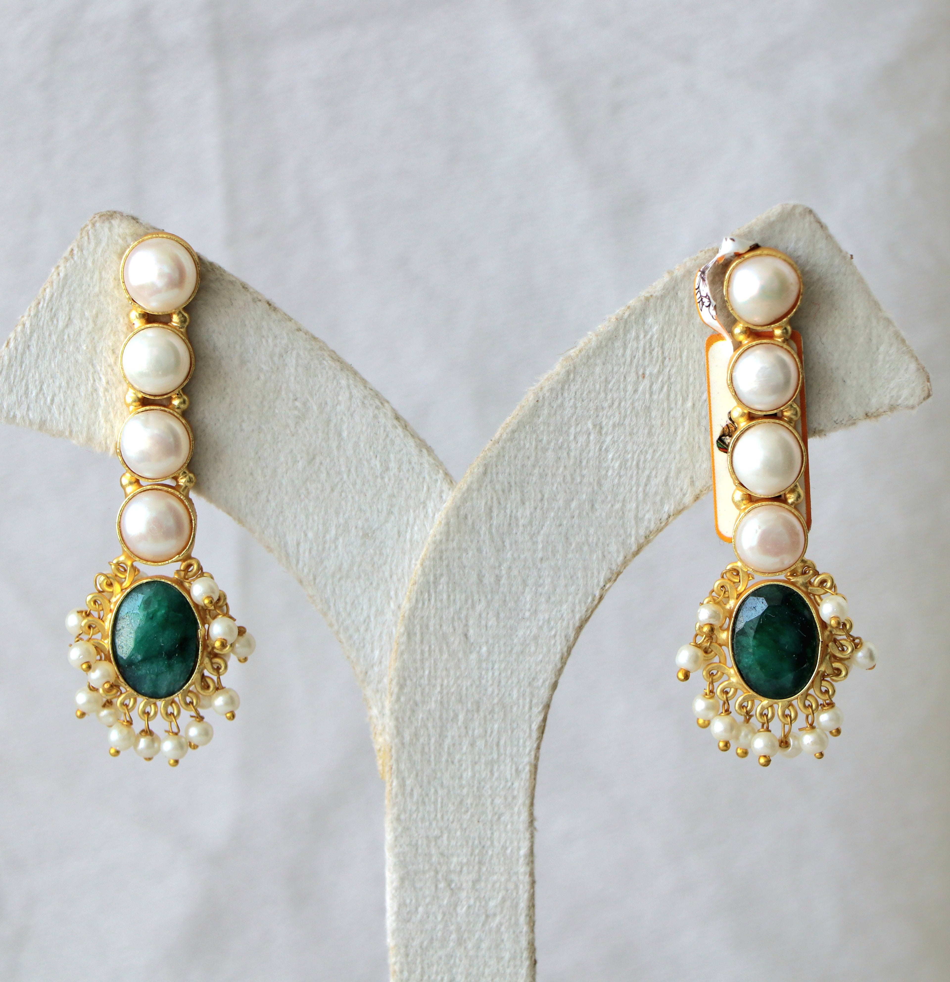 Pearl Cascade Stone Earrings