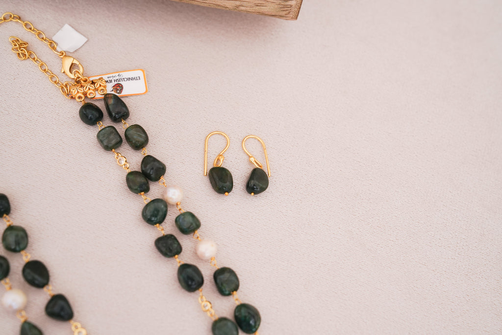 Green Onyx Double Layer Necklace Set