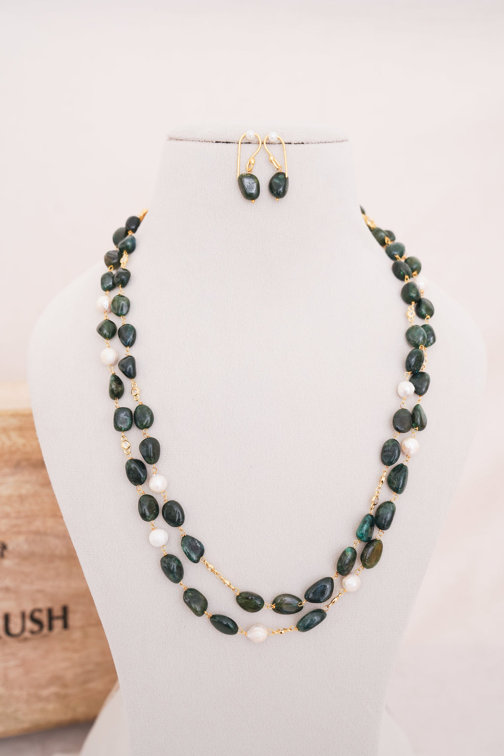 Green Onyx Double Layer Necklace Set