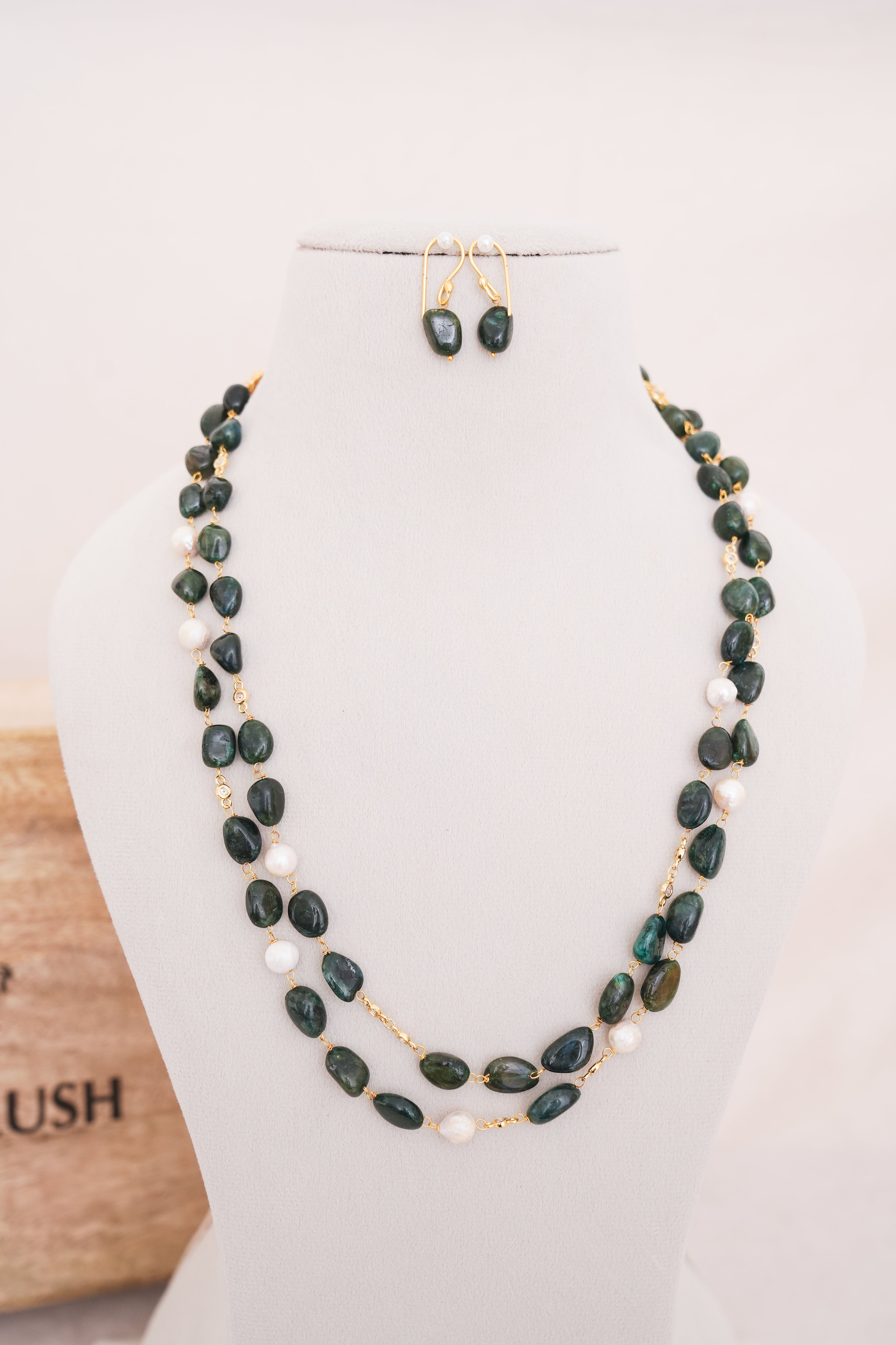 Green Onyx Double Layer Necklace Set