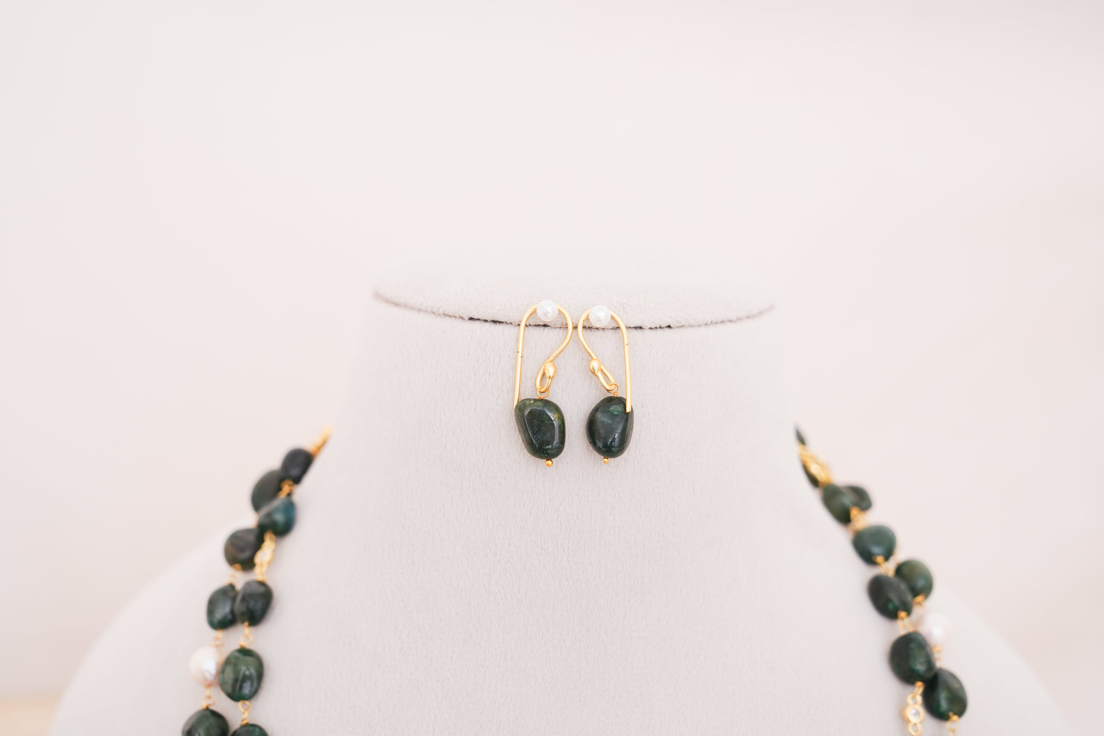 Green Onyx Double Layer Necklace Set