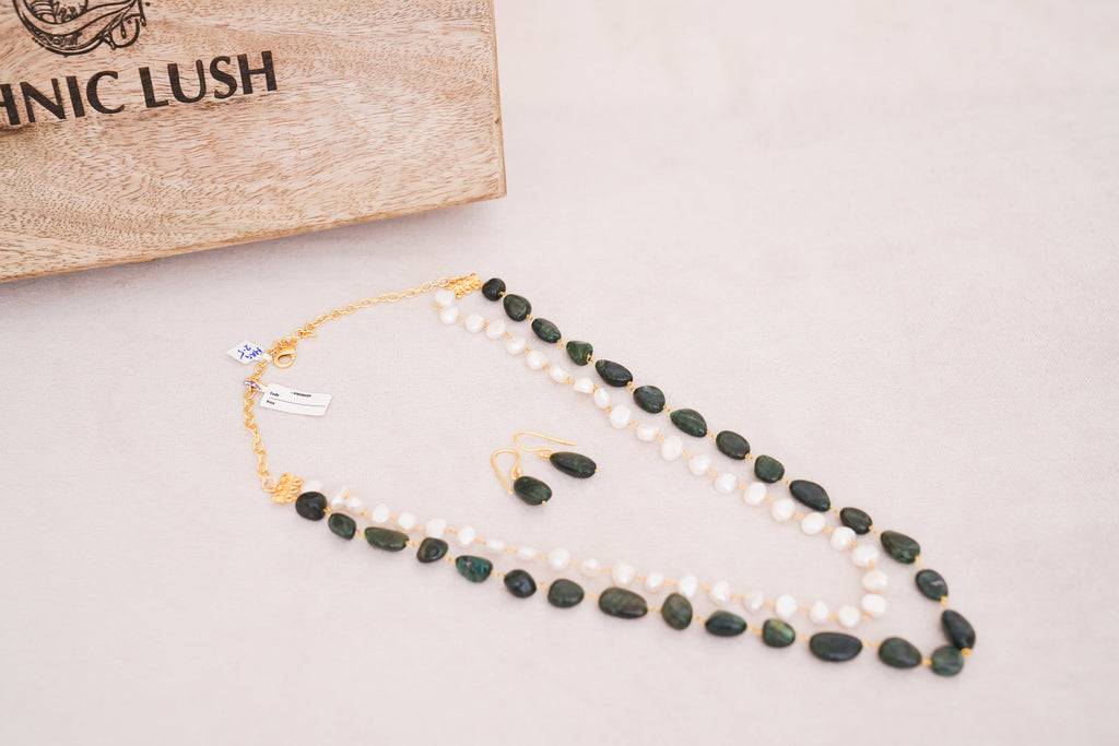 Green Onyx Pearl Harmony Necklace Set