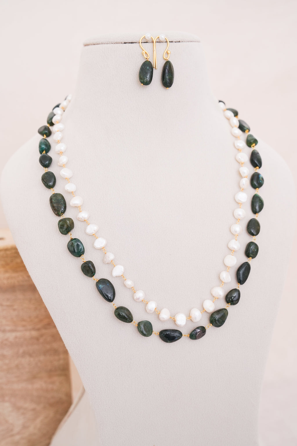 Green Onyx Pearl Harmony Necklace Set