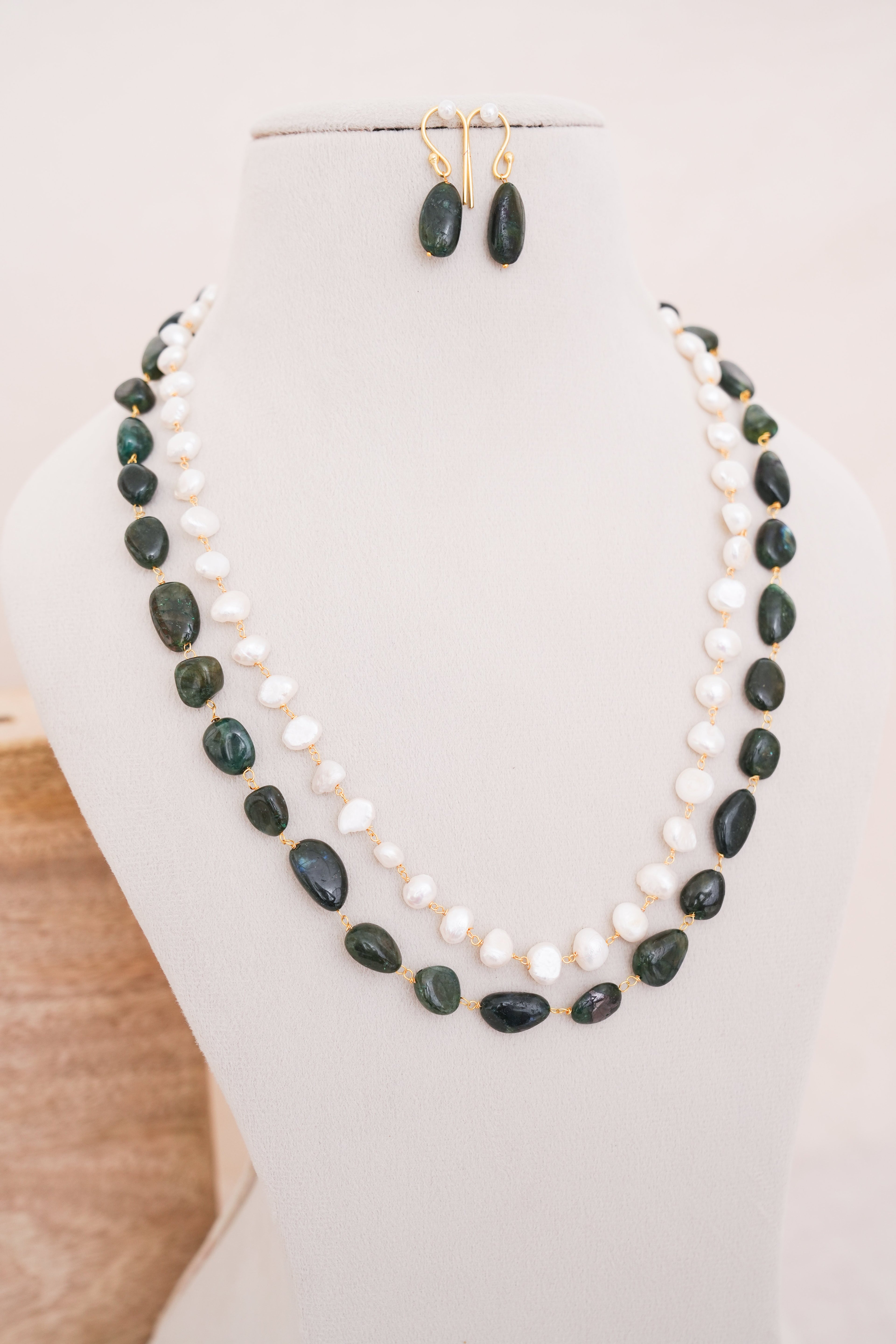 Green Onyx Pearl Harmony Necklace Set