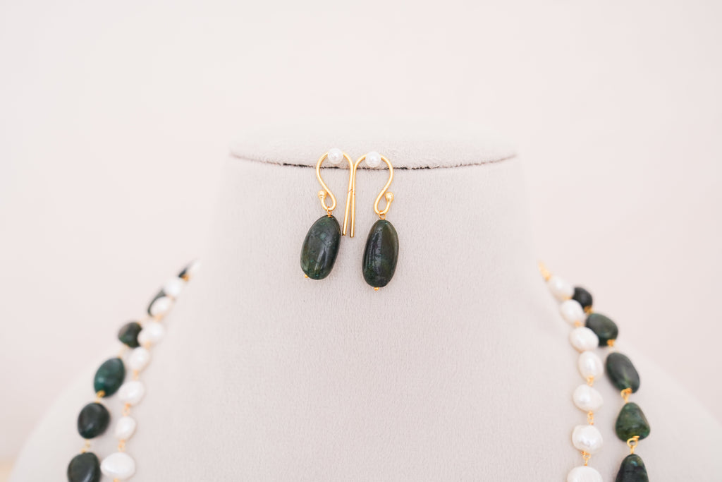 Green Onyx Pearl Harmony Necklace Set
